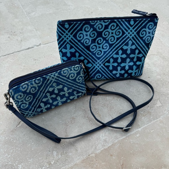 Vera Bradley RFID All in One Crossbody + Matching Pouch in Cuban Tiles Print - Picture 3 of 8